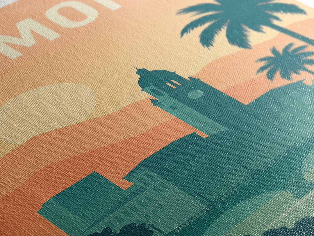 Pomona Travel Poster, Canvas Print, Retro Sunset Skyline Art, Pomona Travel Art, City Illustration, City Art Print, Travel Poster Art