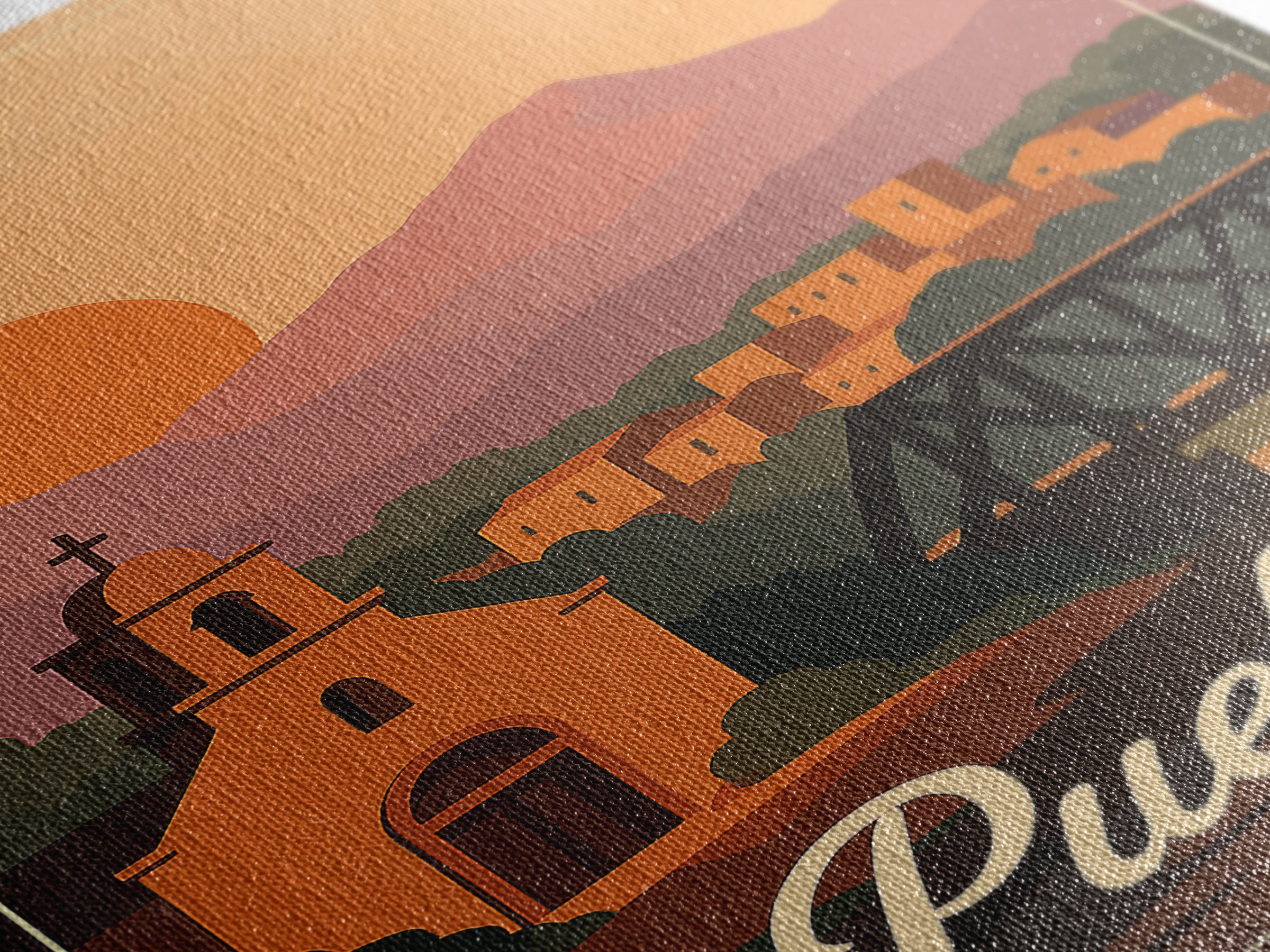 Pueblo Colorado Travel Poster, Canvas Print, Retro Sunset Skyline Art, Pueblo Wall Art, Retro Travel Print, Modern Wall Decor, Travel Gift