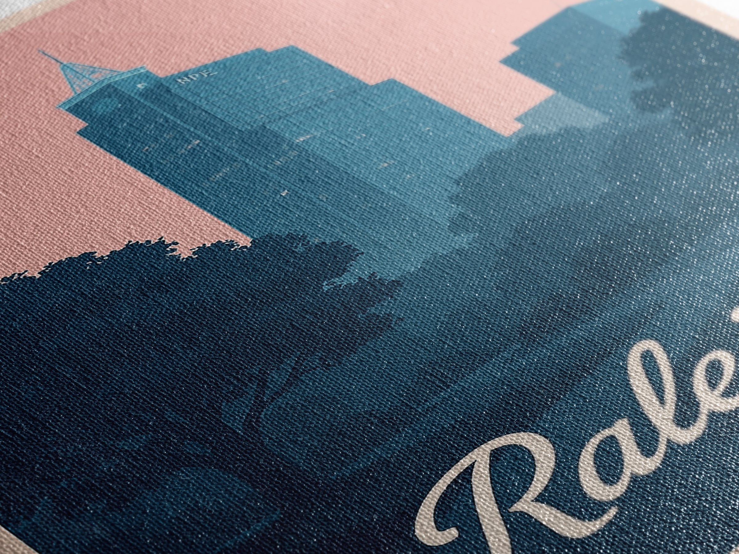 Raleigh Travel Poster, Framed Canvas Print, Classic Travel Poster Art, Raleigh Wall Art, Travel Poster Art, Vintage Travel Art