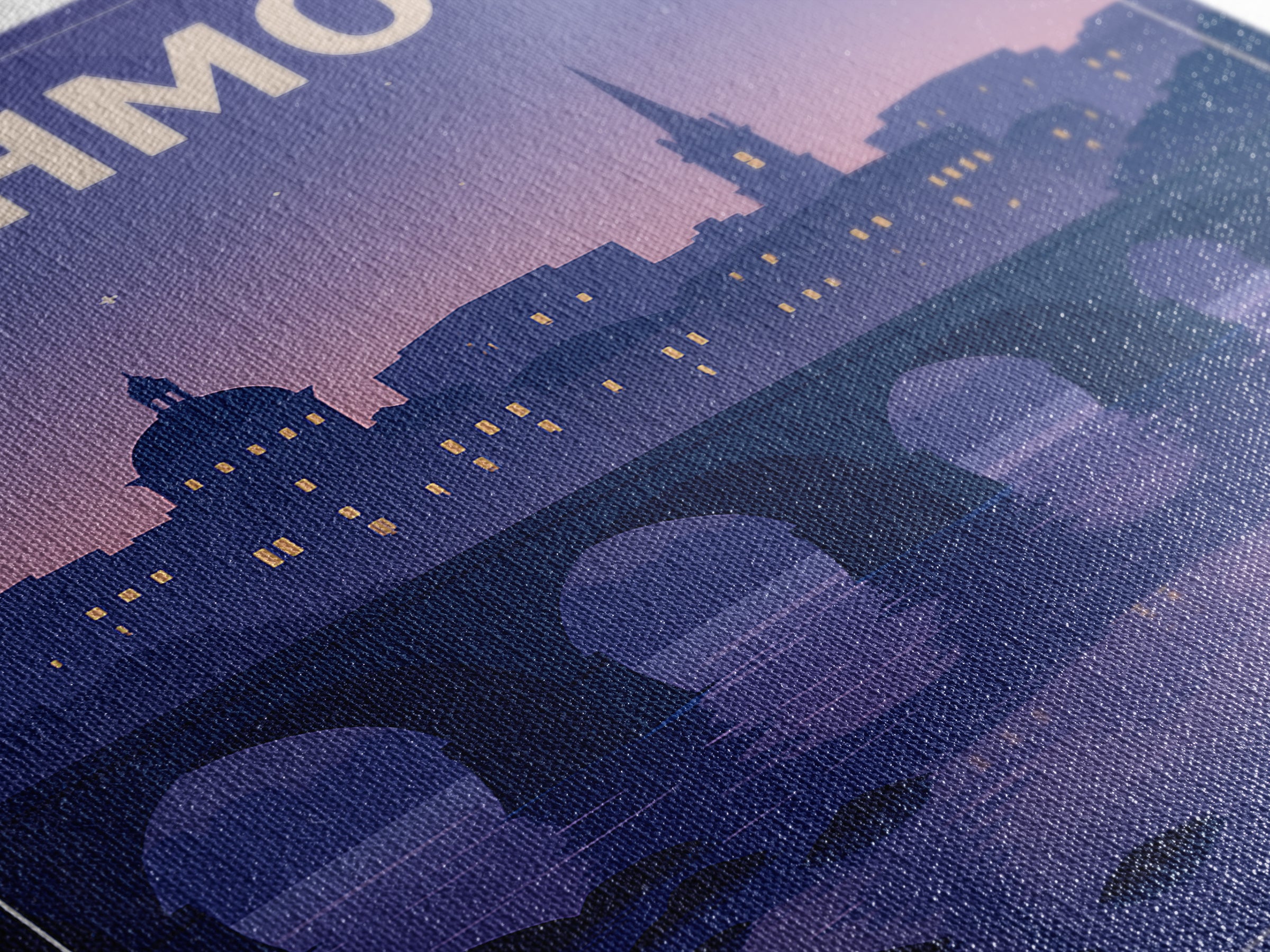 Richmond Travel Poster, Canvas Print, Retro Sunset Skyline Art, Richmond City Art, Vintage City Art, Vintage Travel Print, Landscape Art
