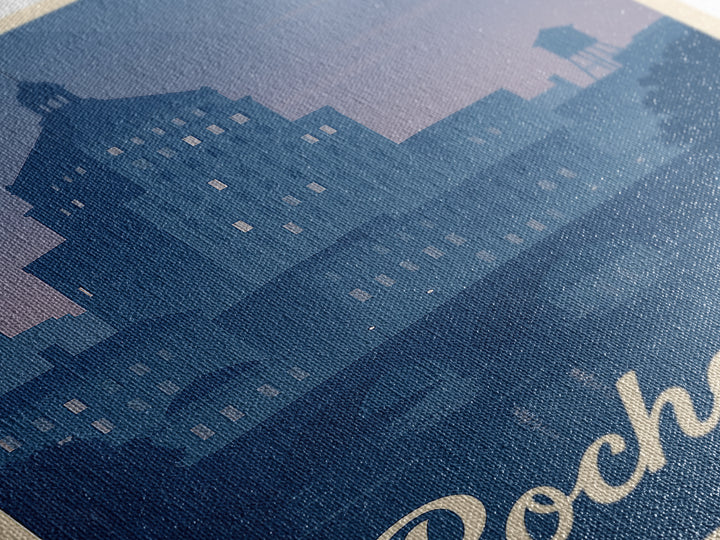 Rochester Travel Poster, Framed Canvas Print, Vintage Travel Poster Art, Rochester City Art, City Travel Prints, Vintage City Poster