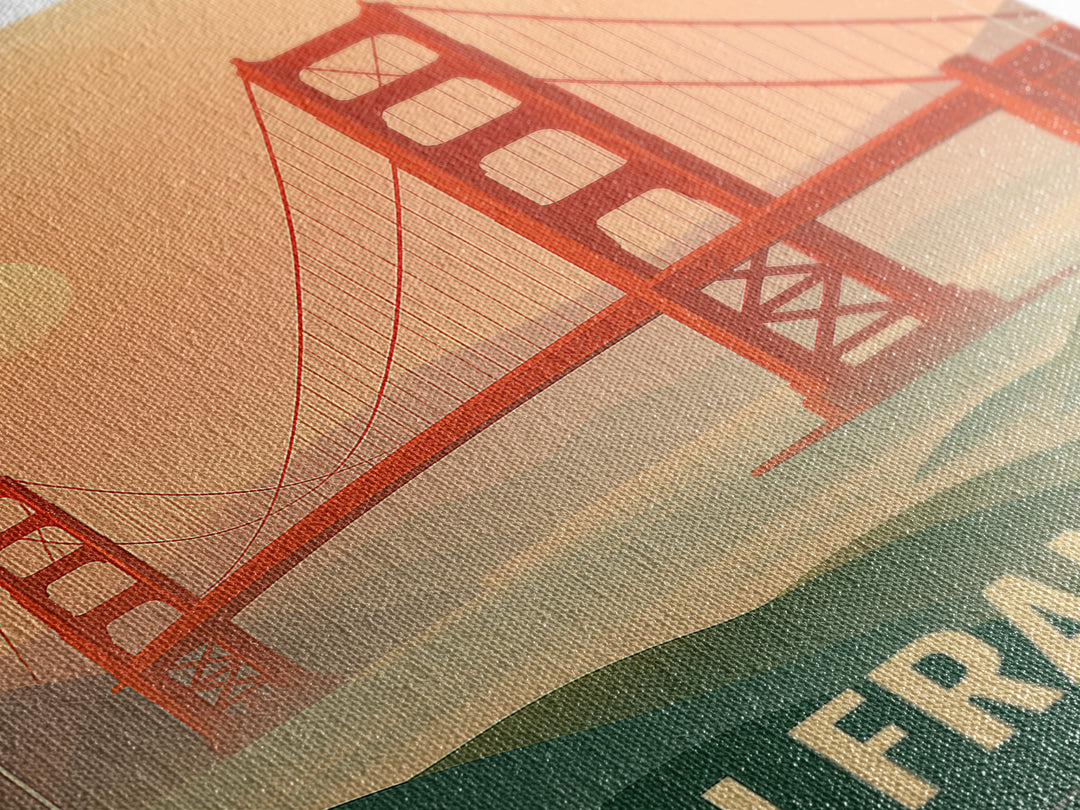San Francisco California Travel Poster, Canvas Print, Retro Sunset Skyline Art, San Francisco Travel Art, City Illustration, Fine Art Print