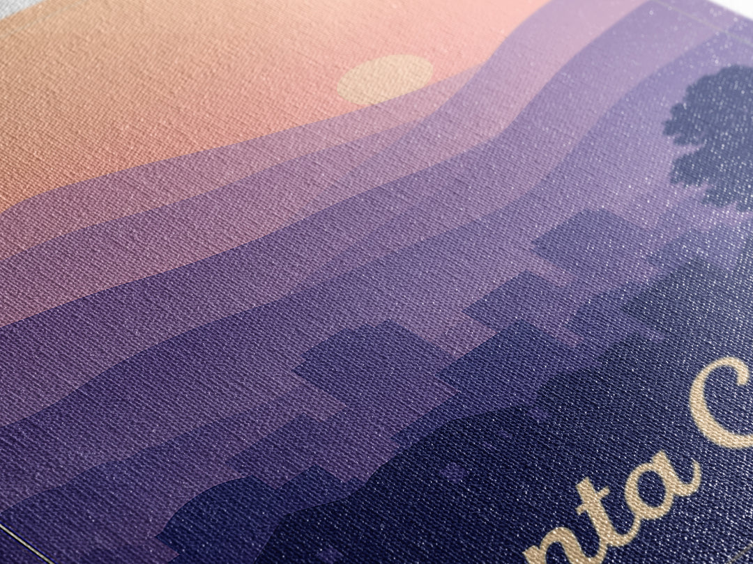 Santa Clarita Travel Poster, Framed Canvas Print, Retro Sunset Skyline Art, Santa Clarita Art Print, Travel Wall Decor, Modern Wall Decor