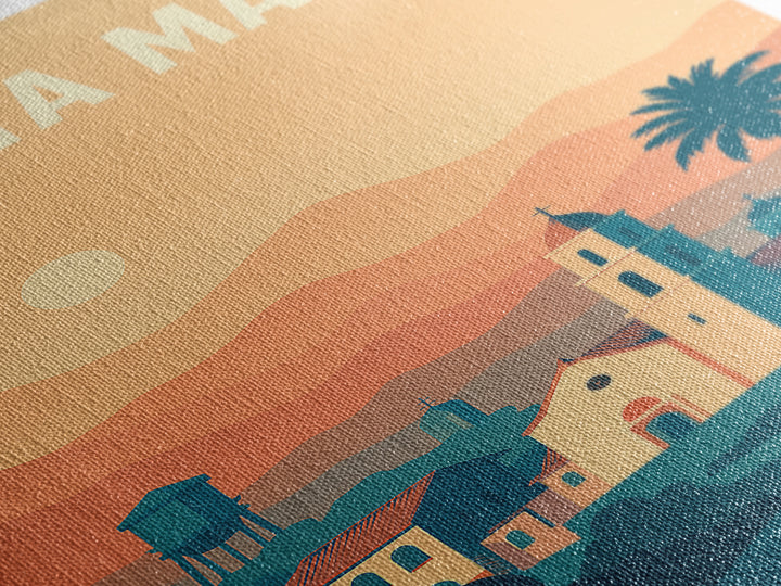 Santa Maria Travel Poster, Canvas Print, Classic Travel Poster Art, Santa Maria Art Print, Travel Poster Set, Watercolor Downtown Skyline