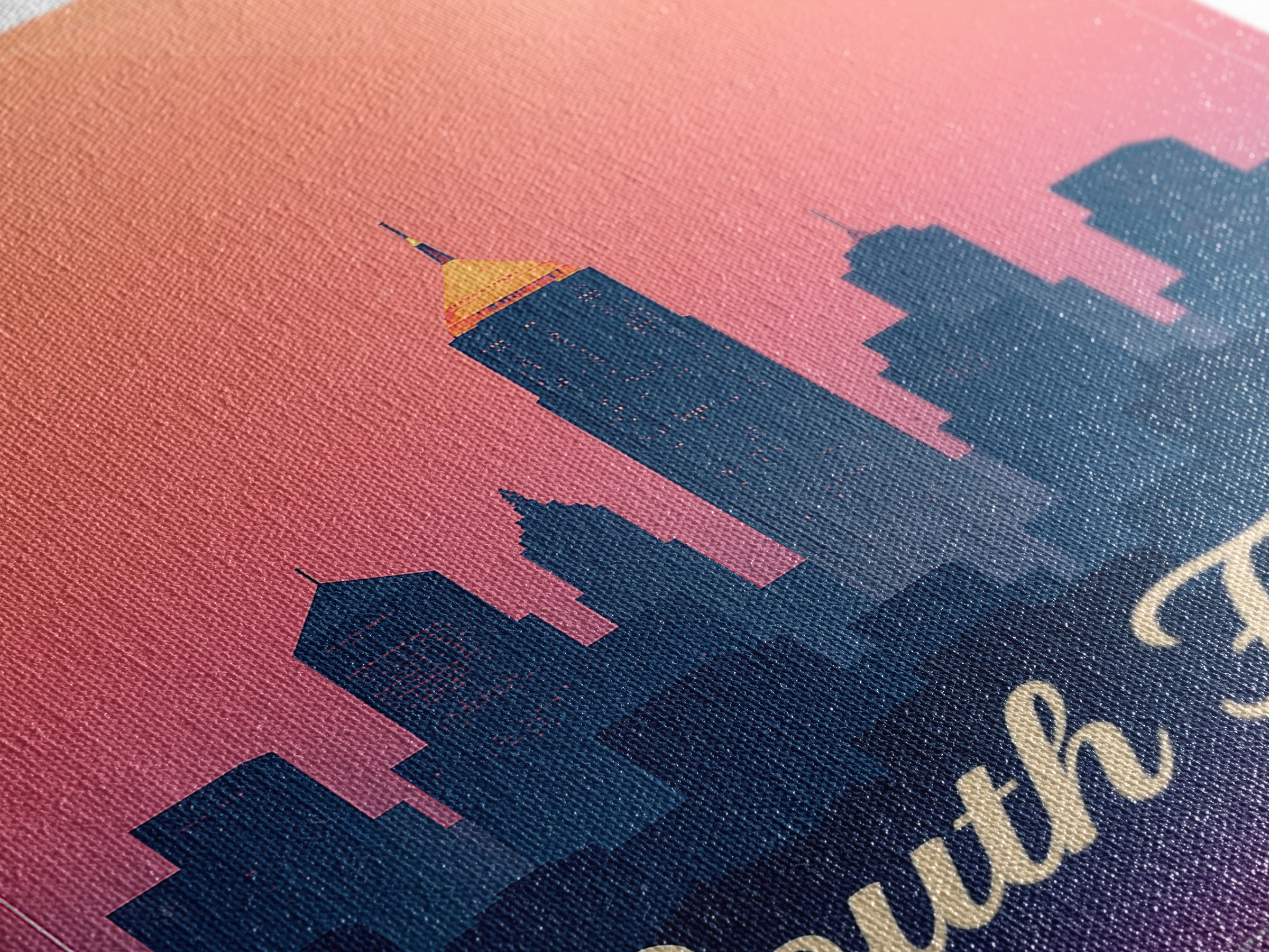 South Fulton Georgia Travel Poster, Canvas Print, Retro Sunset Skyline Art, South Fulton Wall Art, Gift For Travelers, Mid Century Wall Art