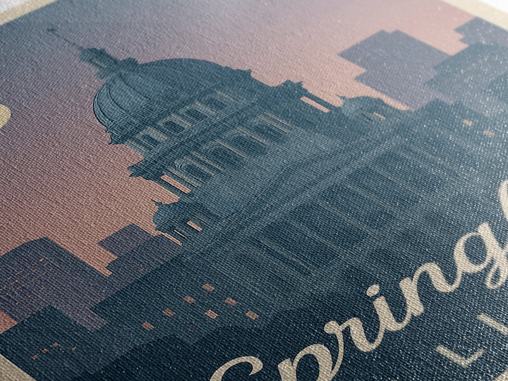 Springfield Travel Poster, Canvas Print, Classic Travel Poster Art, Springfield City Art, Mid Century Wall Art, Fine Art Print