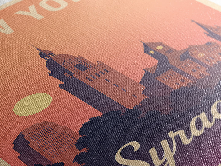 Syracuse New York Travel Poster, Canvas Print, Retro Sunset Skyline Art, Syracuse City Art, Home Office Decor, Wall Art, City Poster