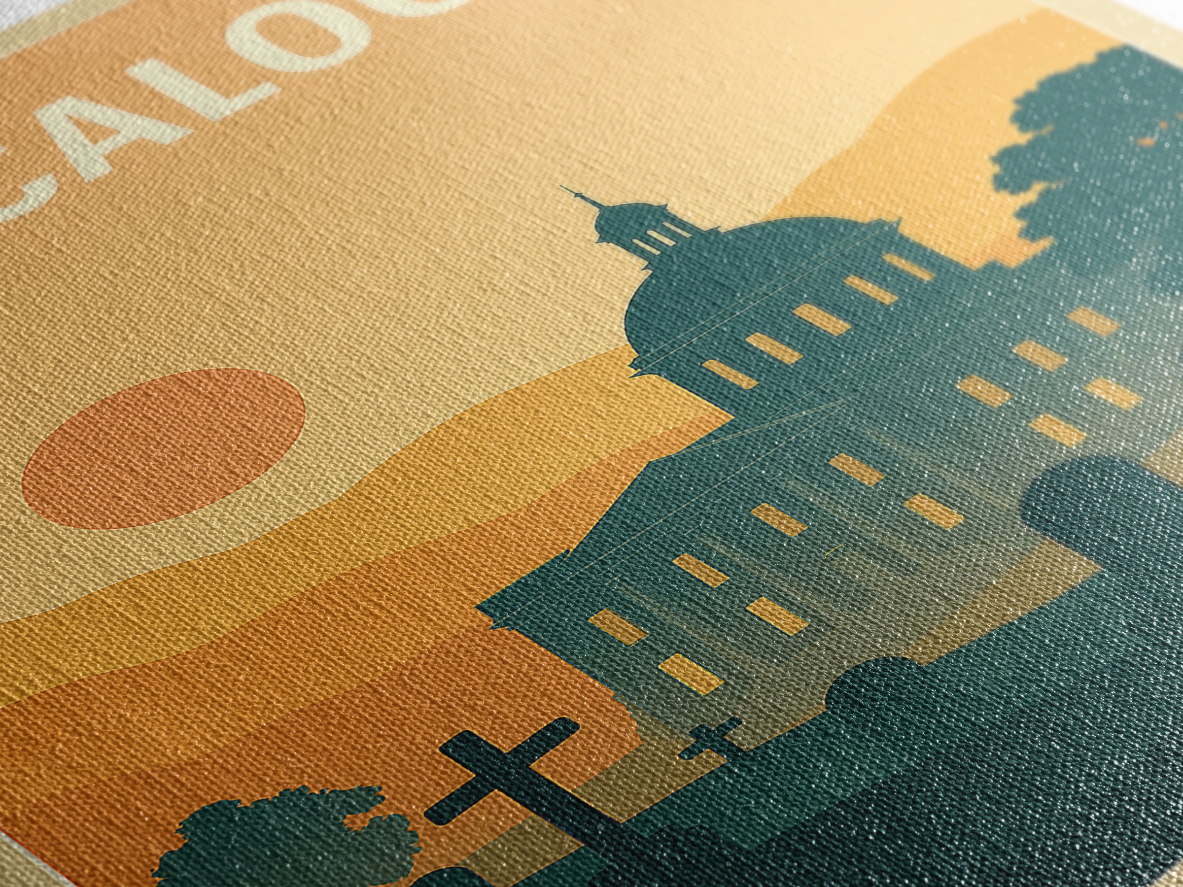 Tuscaloosa Travel Poster, Canvas Print, Vintage Travel Poster Art, Tuscaloosa Poster Print, Travel Wall Art, Vintage City Art, Design 2