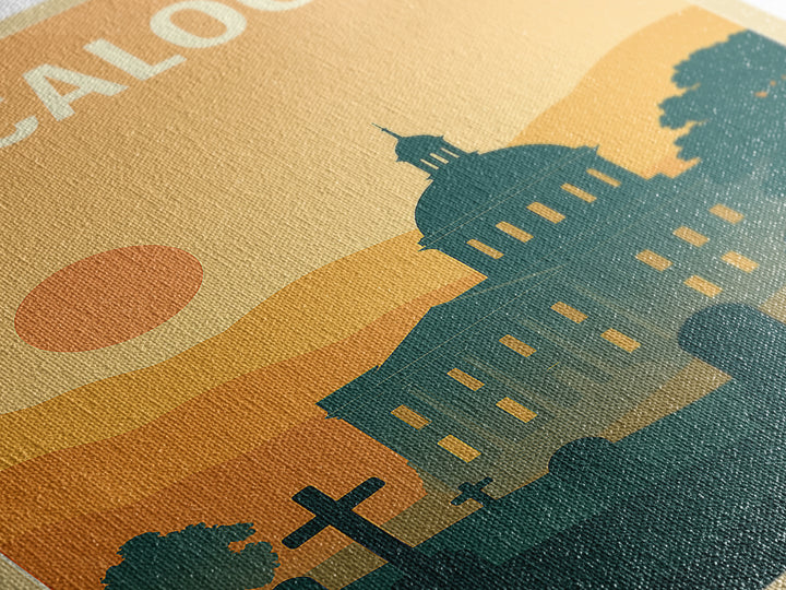 Tuscaloosa Travel Poster, Canvas Print, Vintage Travel Poster Art, Tuscaloosa Poster Print, Travel Wall Art, Vintage City Art, Design 2
