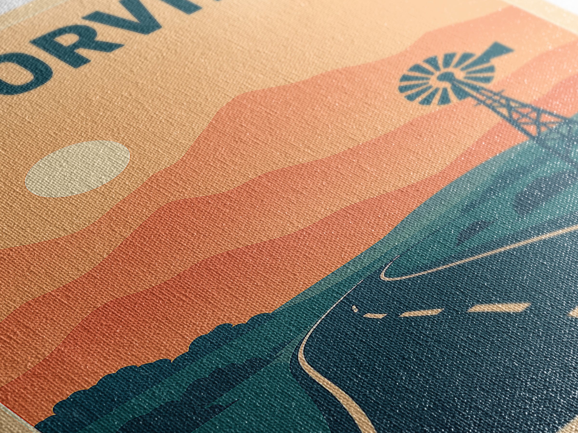 Victorville Travel Poster, Framed Canvas Print, Retro Sunset Skyline Art, Victorville Wall Art, City Art Print, Travel Poster Art