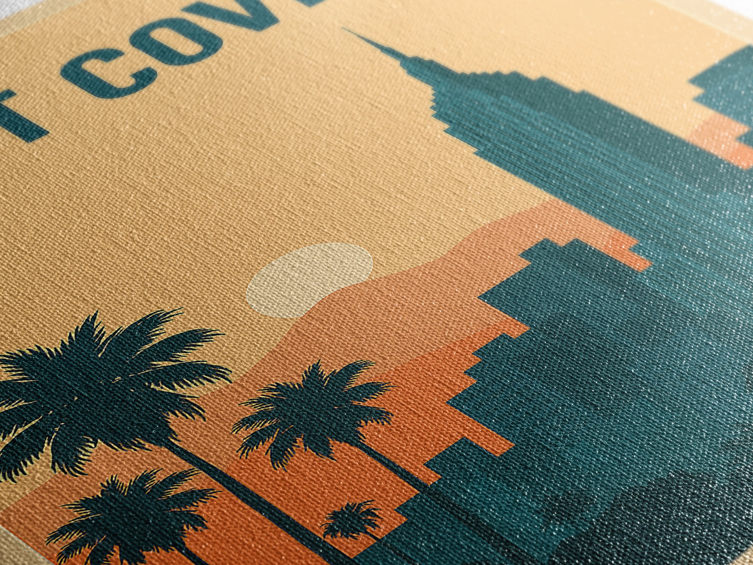 West Covina Travel Poster, Framed Canvas Print, Retro Sunset Skyline Art, West Covina Poster Print, Eclectic Wall Decor, Home Office Decor