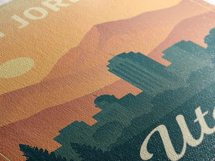 West Jordan Travel Poster, Framed Canvas Print, Retro Sunset Skyline Art, West Jordan Travel Art, City Illustration, Modern Wall Decor