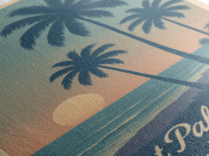 West Palm Beach Travel Poster, Framed Canvas Print, Retro Sunset Skyline Art, West Palm Beach Art Print, Fine Art Print, Travel Poster Art