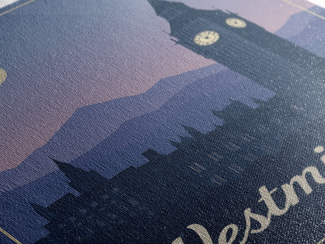 Westminster Travel Poster, Canvas Print, Mid Century City Wall Art, Westminster Travel Art, City Travel Prints, Home Office Decor