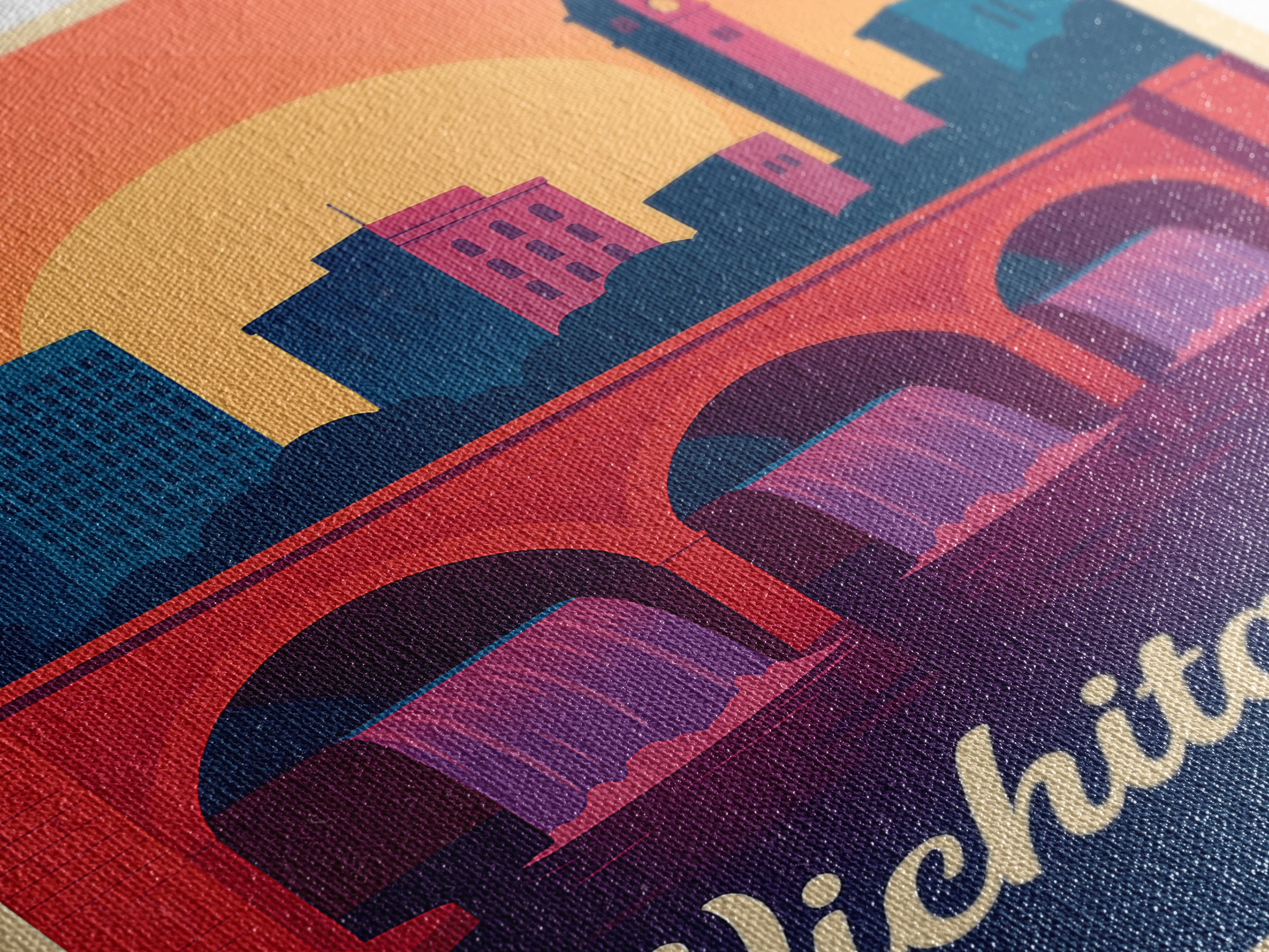 Wichita Falls Texas Travel Poster, Canvas Print, Retro Sunset Skyline Art, Wichita Falls City Art, City Art Print, Travel Poster Art