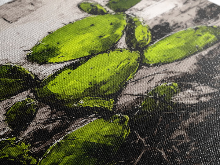 Distressed Canvas Print Cactus art southwest wall art desert landscape painting guest room art warm decor