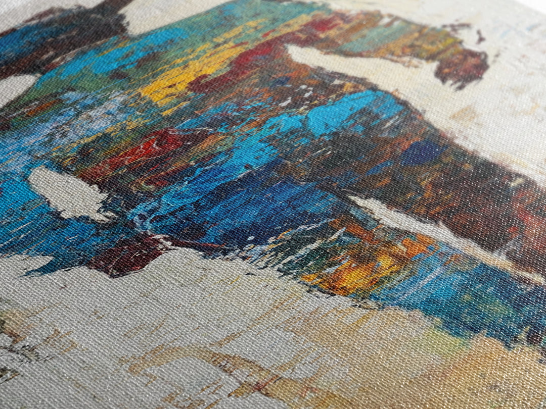 Abstract Cowboy Art Framed Canvas Print Western Rustic Wall Art, Southwest Wall Art, Tall Narrow Art, Farmhouse Art, Extra Wide Art