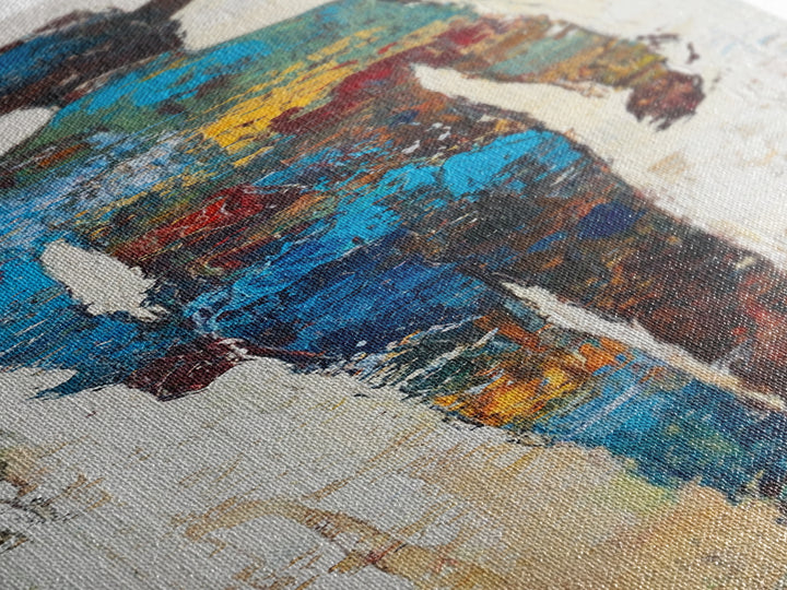 Abstract Cowboy Art Framed Canvas Print Western Rustic Wall Art, Southwest Wall Art, Tall Narrow Art, Farmhouse Art, Extra Wide Art