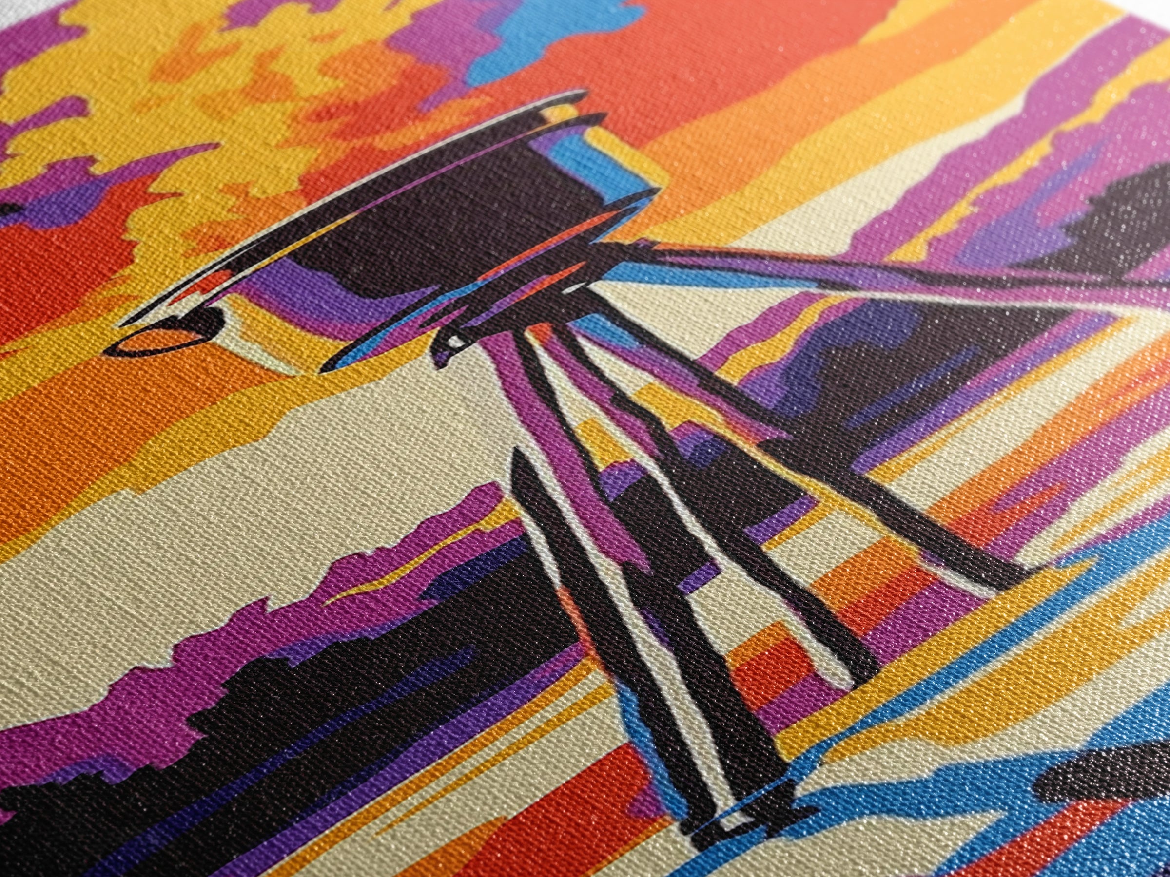 Campfire Under Sunset Framed Canvas Print Southwest Wall Art Rustic Art Moody Art Tall Skinny Art Living Room Art