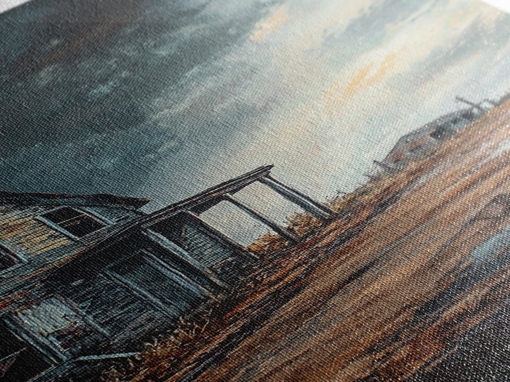 Abandoned House Stormy Sky Canvas Print Moody Art Rustic Wall Art Farmhouse Art Dark Romance Painting Wabi Sabi Art