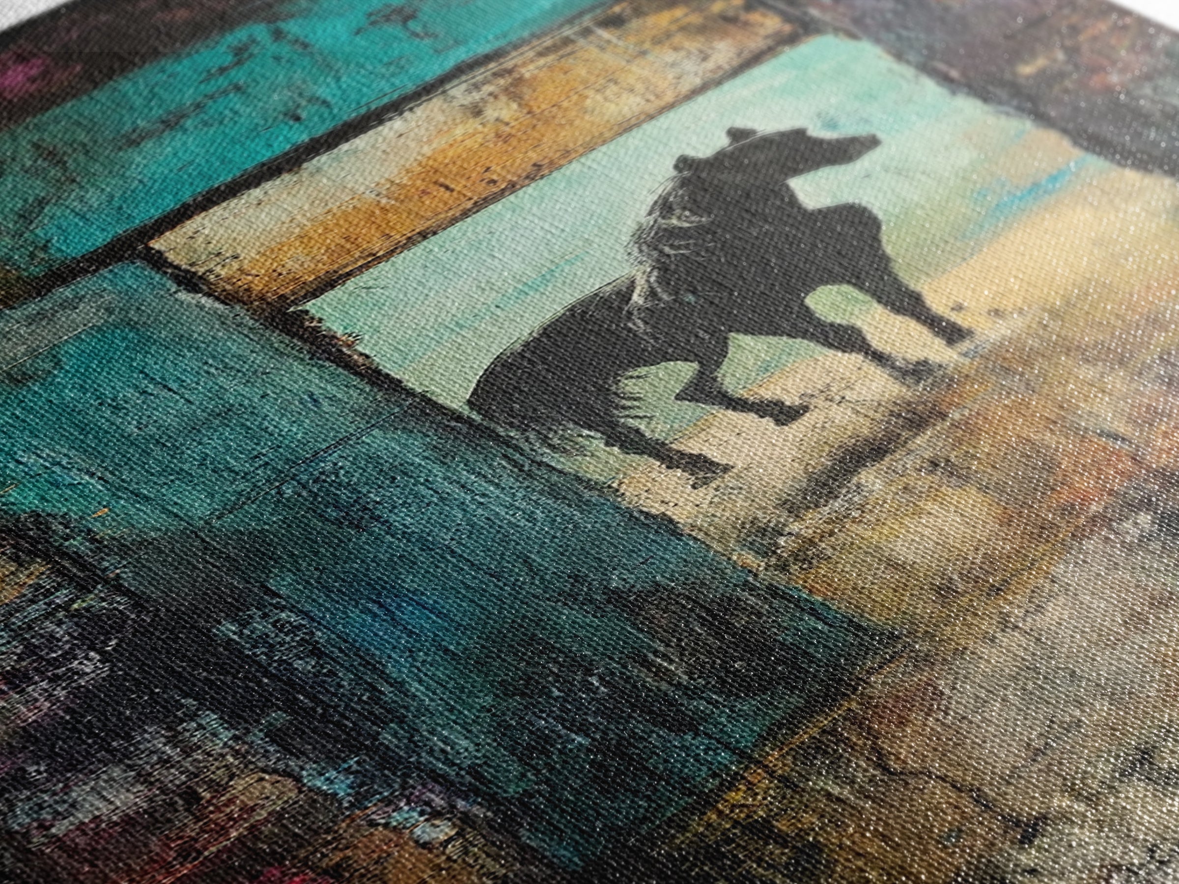 Mysterious Horse Silhouette Framed Canvas Print Moody Art Rustic Wall Art Southwest Wall Art Extra Tall Narrow Art