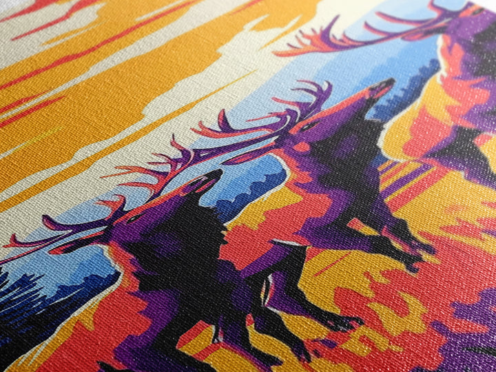 Autumn Elk Silhouette Canvas Print wildlife art southwest wall art orange pink wall art rustic decor gift idea hunting lodge art