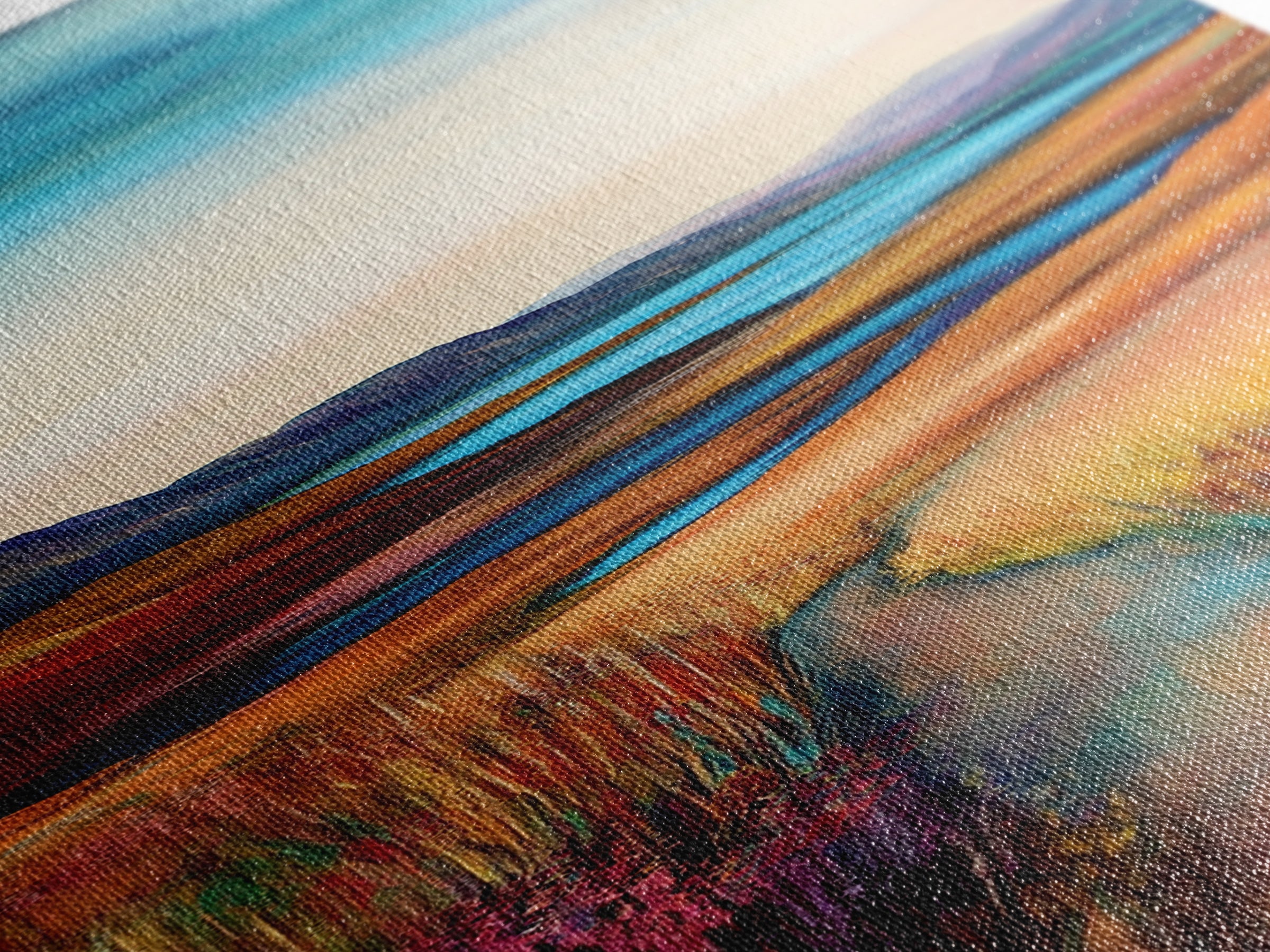 Rolling Hills Landscape Framed Canvas Print mountain painting, Ireland painting, landscape painting, lake Tahoe art, rustic wall art