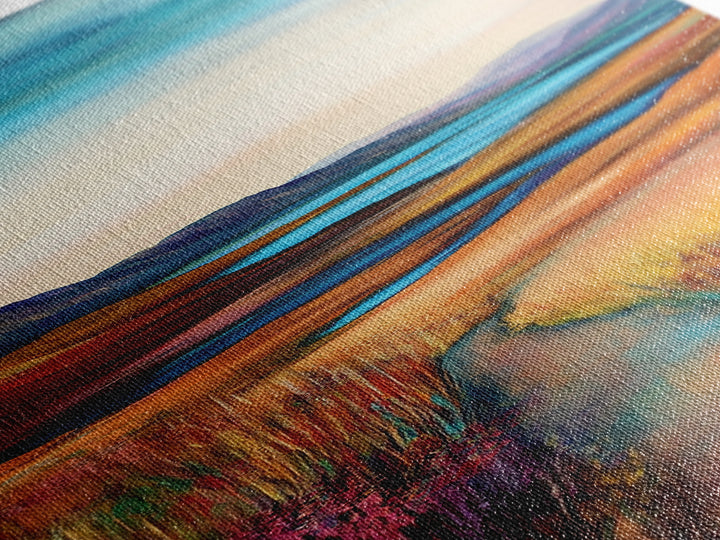 Rolling Hills Landscape Framed Canvas Print mountain painting, Ireland painting, landscape painting, lake Tahoe art, rustic wall art