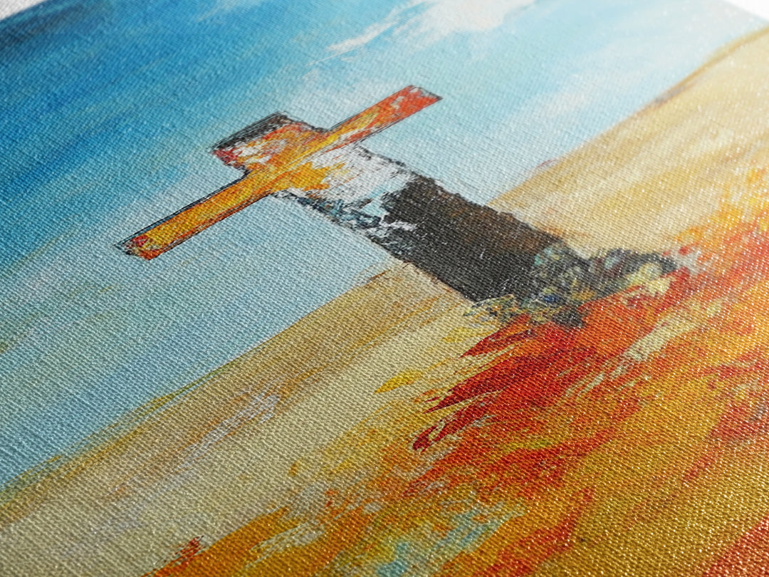 Abstract Cross Painting Framed Canvas Print rustic wall art, fruit of the spirit wall art, moody art, spiritual painting, Christian art