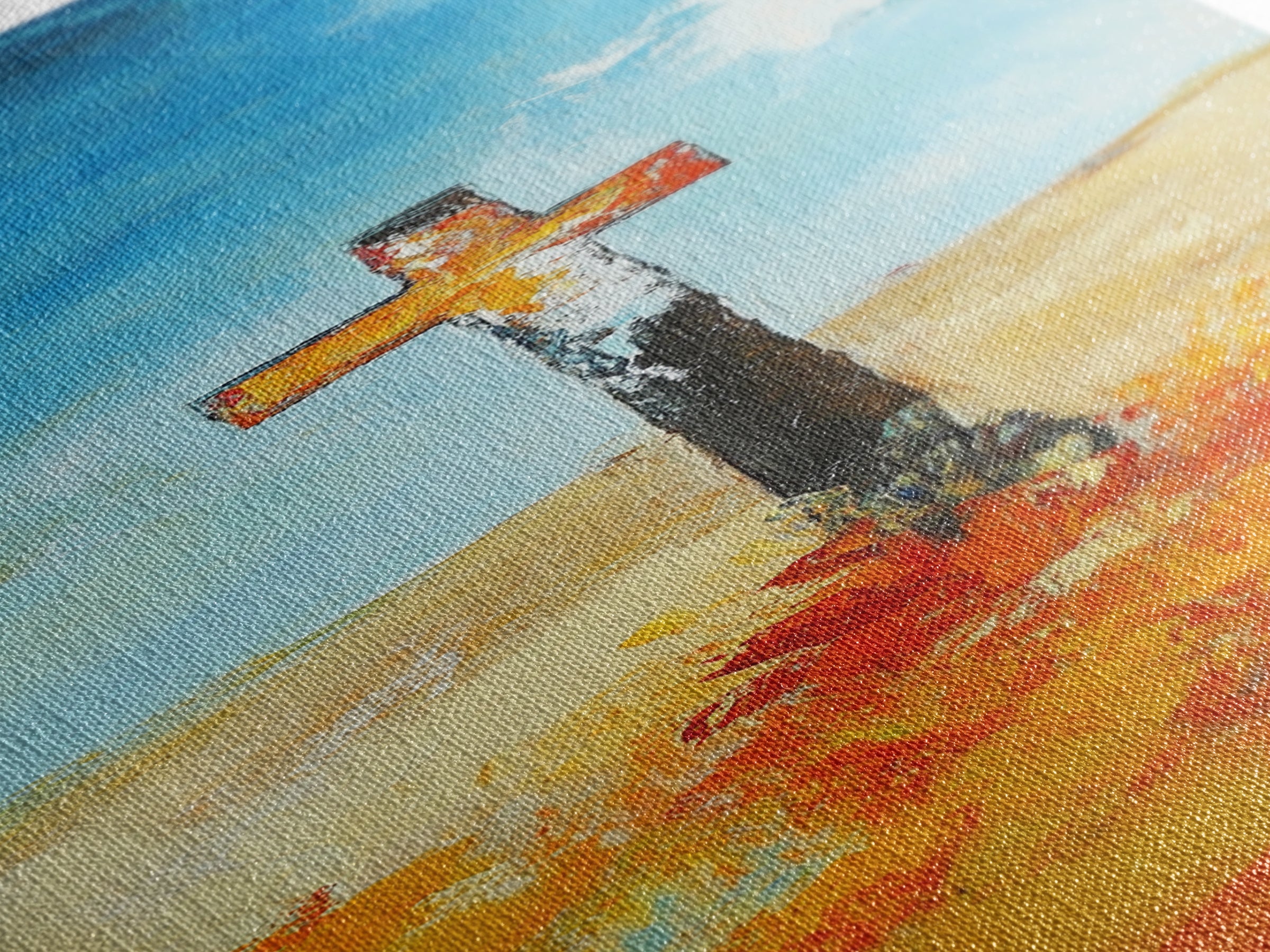 Abstract Cross Painting Framed Canvas Print rustic wall art, fruit of the spirit wall art, moody art, spiritual painting, Christian art