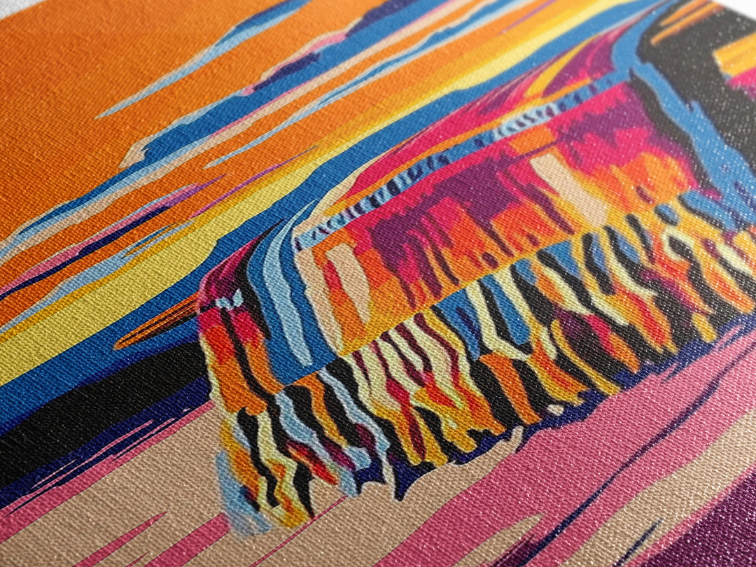 Boho Blanket at Sunset Framed Canvas Print southwest wall art warm sunset art boho art rustic decor gift idea for her