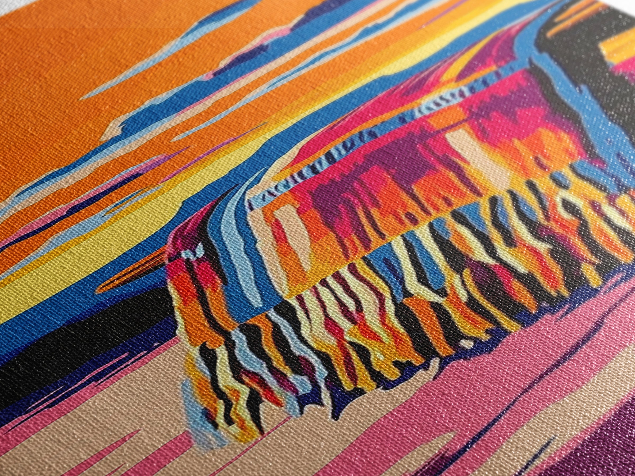 Boho Blanket at Sunset Framed Canvas Print southwest wall art warm sunset art boho art rustic decor gift idea for her