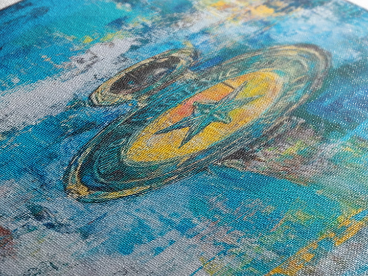 Compass Wall Art Framed Canvas Print, Nautical Wall Art, Blue and Green Wall Art, Coastal Decor, Rustic Art, Extra Wide Art, Farmhouse Art