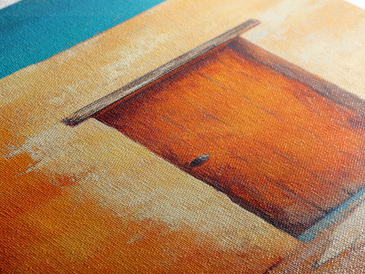 Desert Sunset Door Canvas Print Rustic Southwest Wall Art Warm Earth Tone Art Wabi Sabi Painting Living Room Wall Art