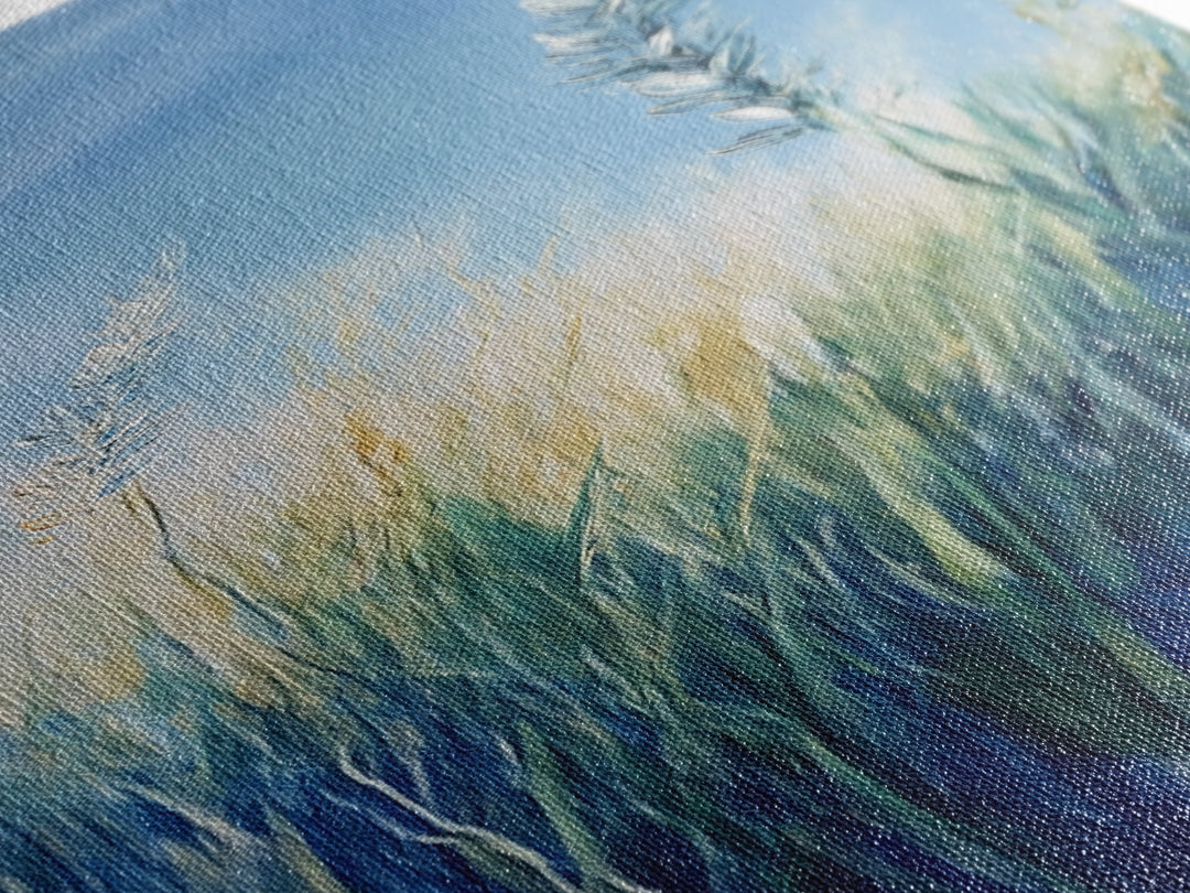 Bluegrass Field Wildflower Painting Framed Canvas Print Rustic Art Vertical Wall Art Farmhouse Art Botanical Prints