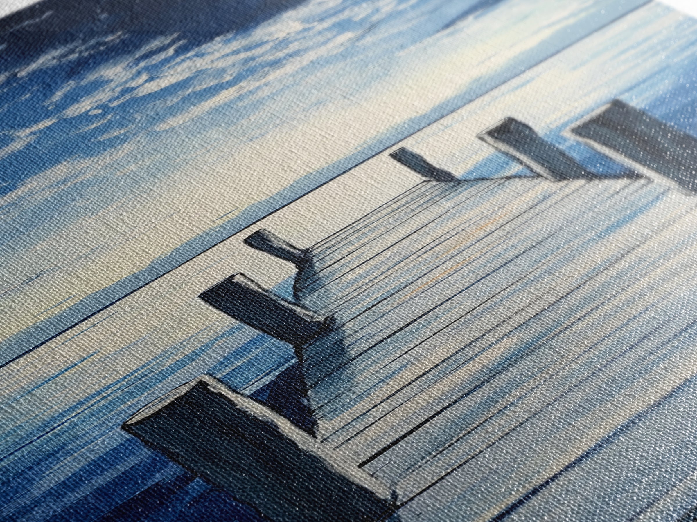 Dockside Tranquility Coastal Wall Art Framed Canvas Print Nautical Painting Blue and Green Wall Art Above Sofa Art Lake Tahoe Art