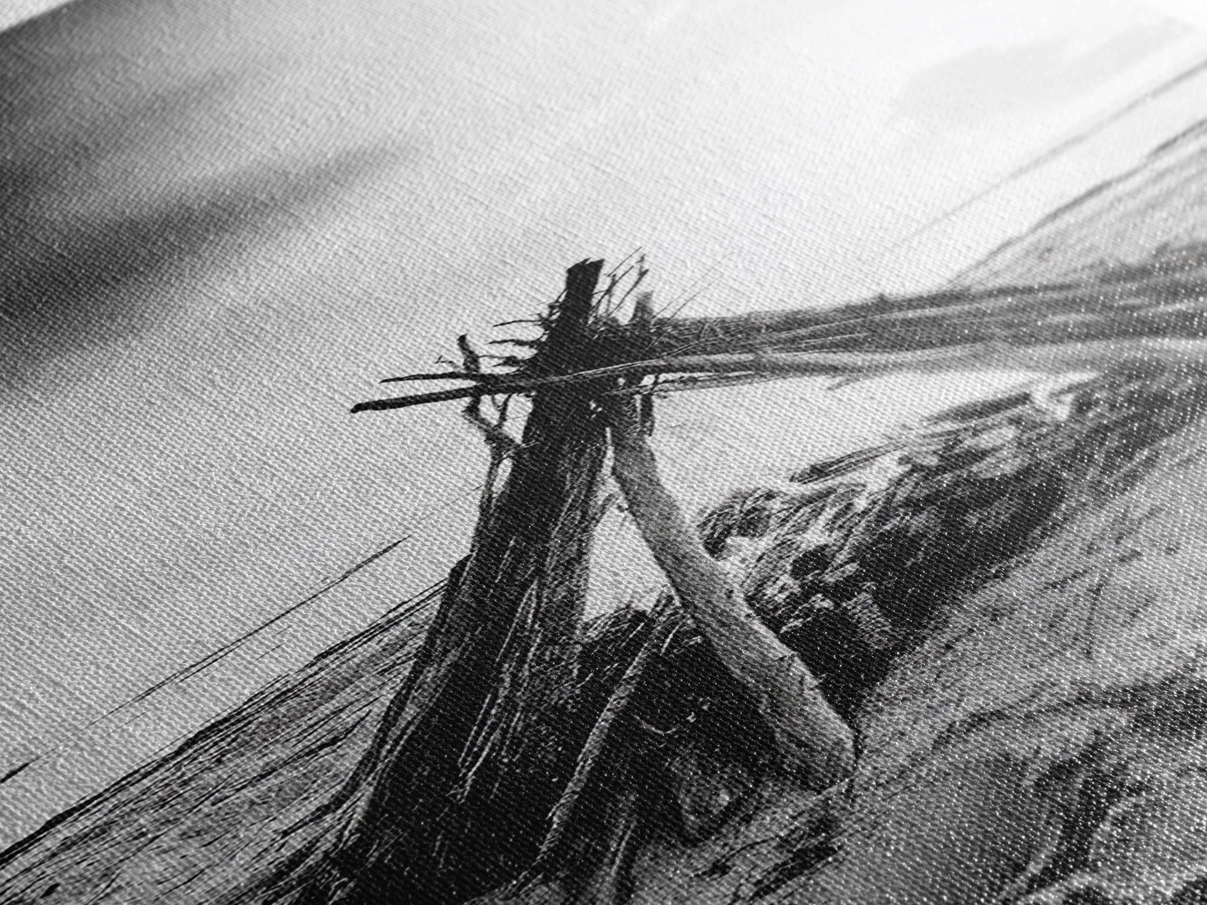 Beach Bonfire, Minimalist Art, Framed Canvas Print, nautical wall art, rustic decor, coastal painting, zen wall art, moody art, minimalist art