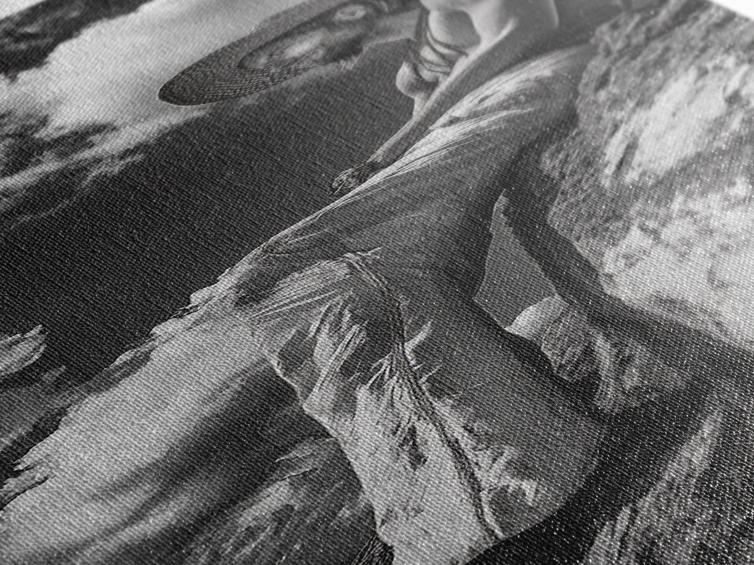 Bohemian Man, Clifftop Reflection, Framed Canvas Print, Coastal Cowgirl Wall Art, Rustic Décor, Boho Art, Minimalist Art