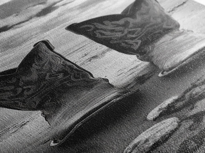 Cowboy Boots, Coastal Cowgirl, Wall Art, Framed Canvas Print, Rustic Décor, Western Artwork, Moody Art, Southwestern Wall Art