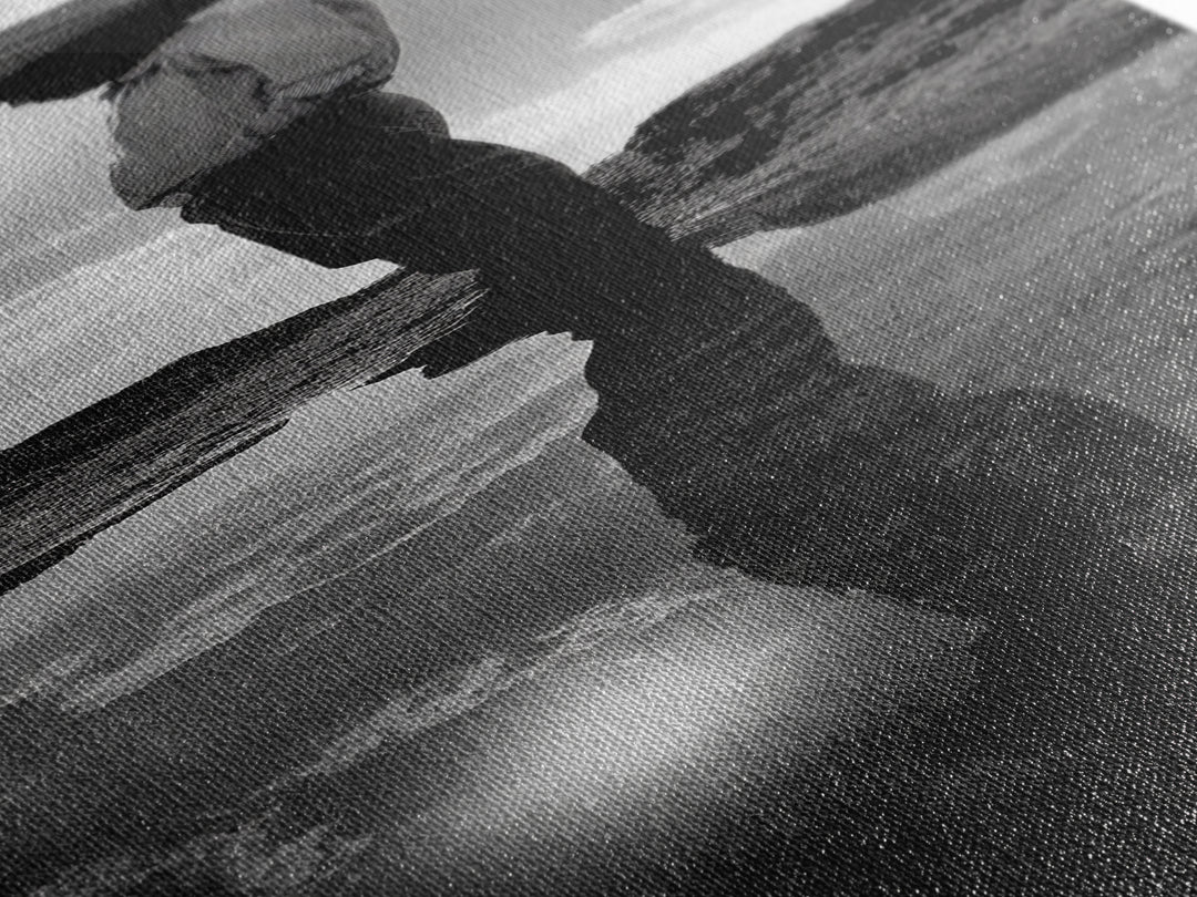 Lone Cowboy, Reflection Photography, Framed Canvas Print, Rustic Art, Moody Wall Art, Extra Wide Art, Southwest Wall Art