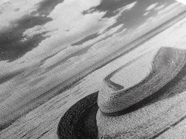 Straw Cowboy Hat, Beach Photography, Framed Canvas Print, Coastal Cowgirl, Wall Art, Rustic Décor, Minimalist Wall Art