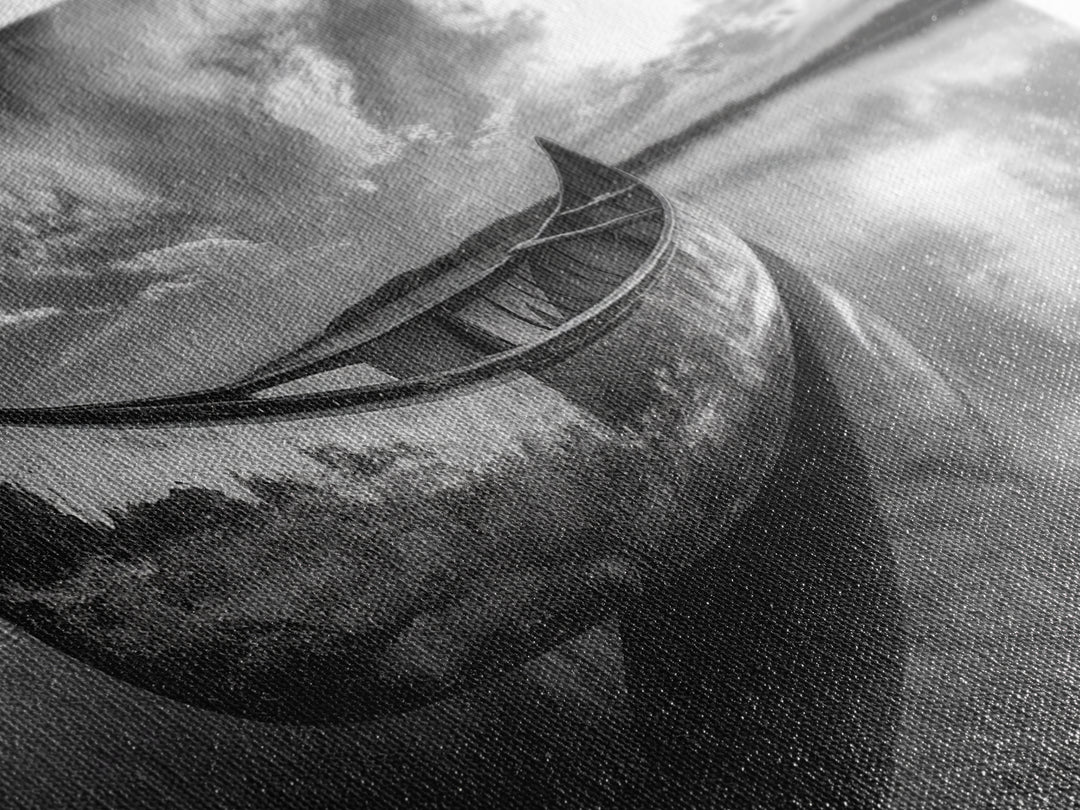 Canoe, Nautical Decor, Lake Tahoe Art, Coastal Wall Art, Above Couch Art, Rustic Art, Panoramic Painting, Framed Canvas Print