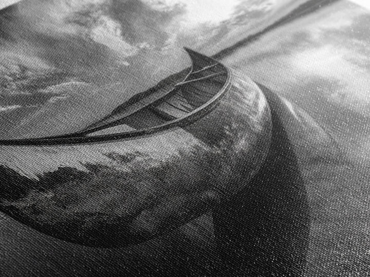 Canoe, Nautical Decor, Lake Tahoe Art, Coastal Wall Art, Above Couch Art, Rustic Art, Panoramic Painting, Framed Canvas Print