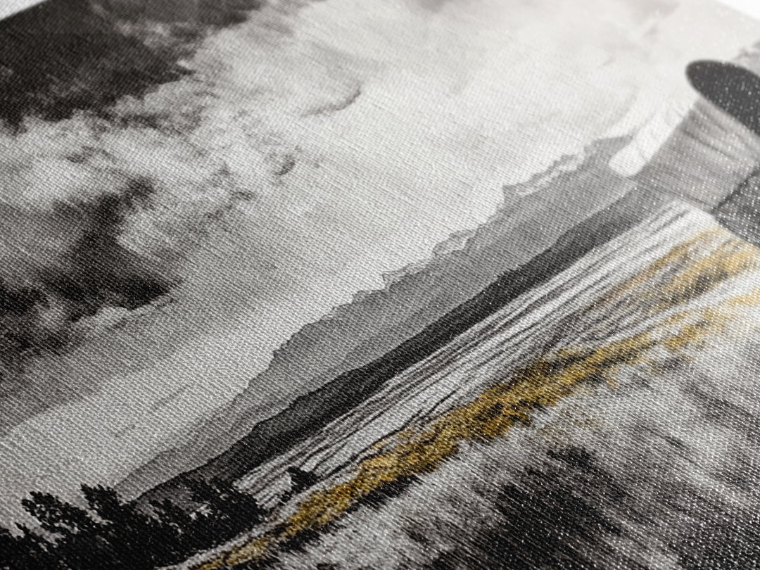 Covered Wagon, barn landscape oil painting, rustic wall art, farmhouse decor, panoramic art, smoky mountain art, Framed Canvas Print, landscape