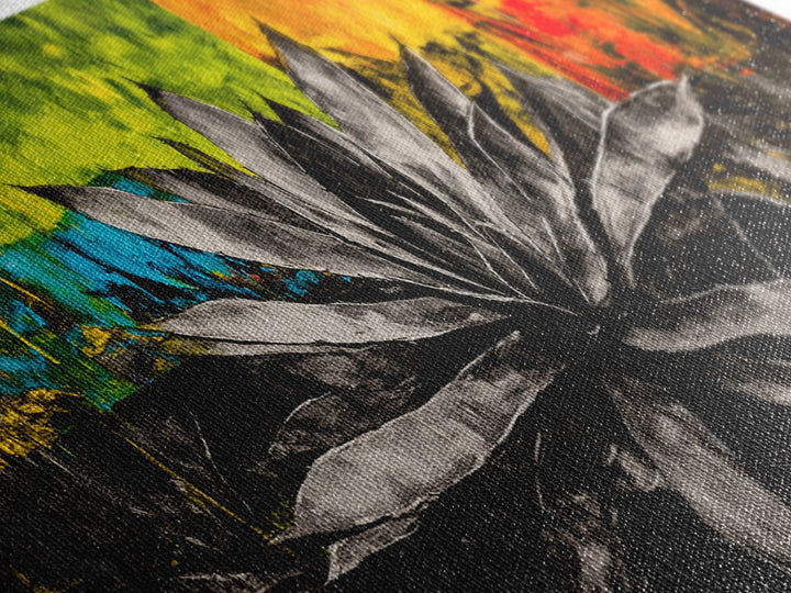 Agave Plant, southwest wall art, botanical prints, desert painting, abstract painting, extra wide art, framed canvas print, boho art