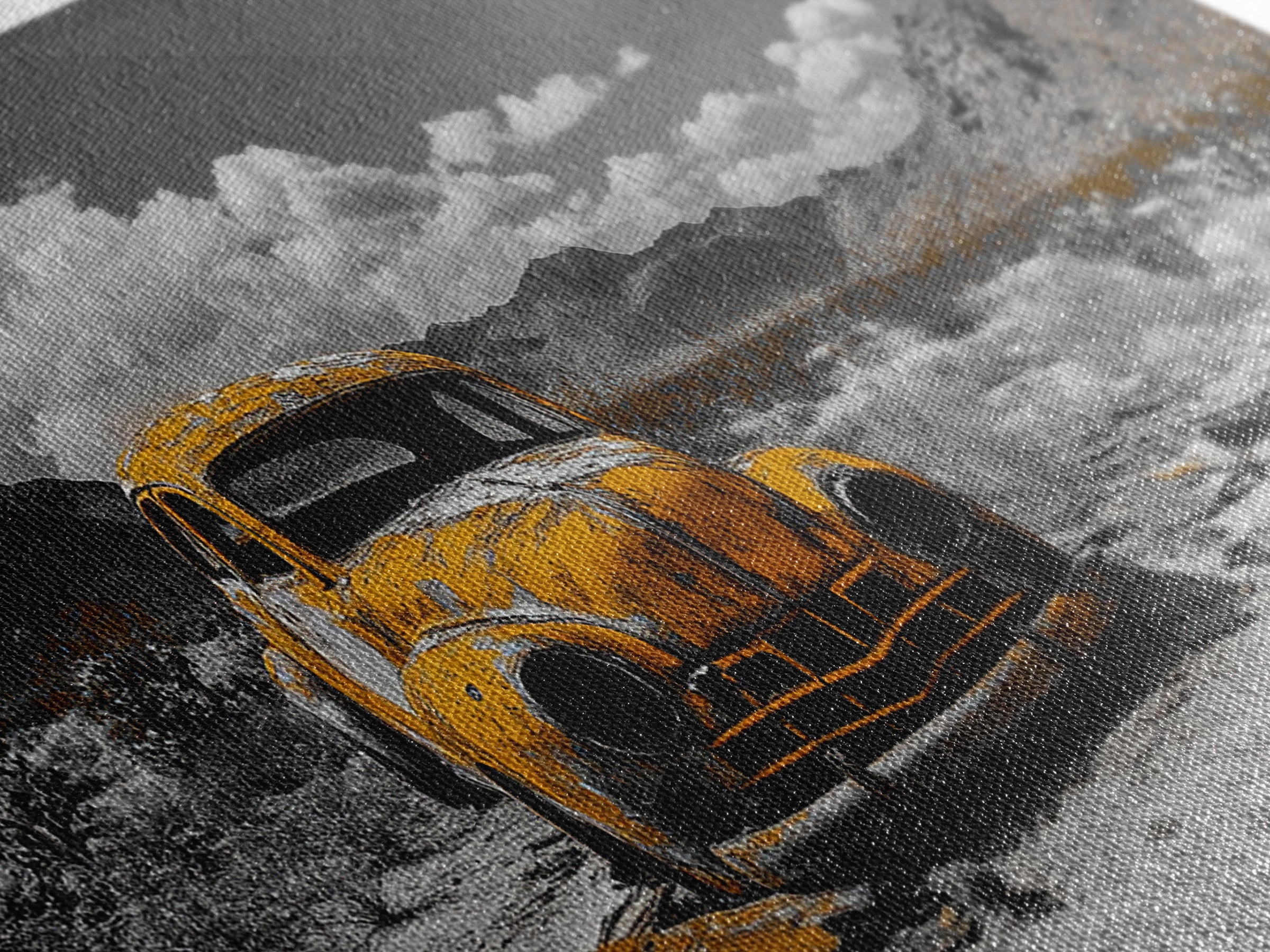 Abandoned Car in Desert Framed Canvas Print | Custom Car Painting | Moody Art | Southwest Wall Art | Wabi Sabi Art | Extra Wide Art