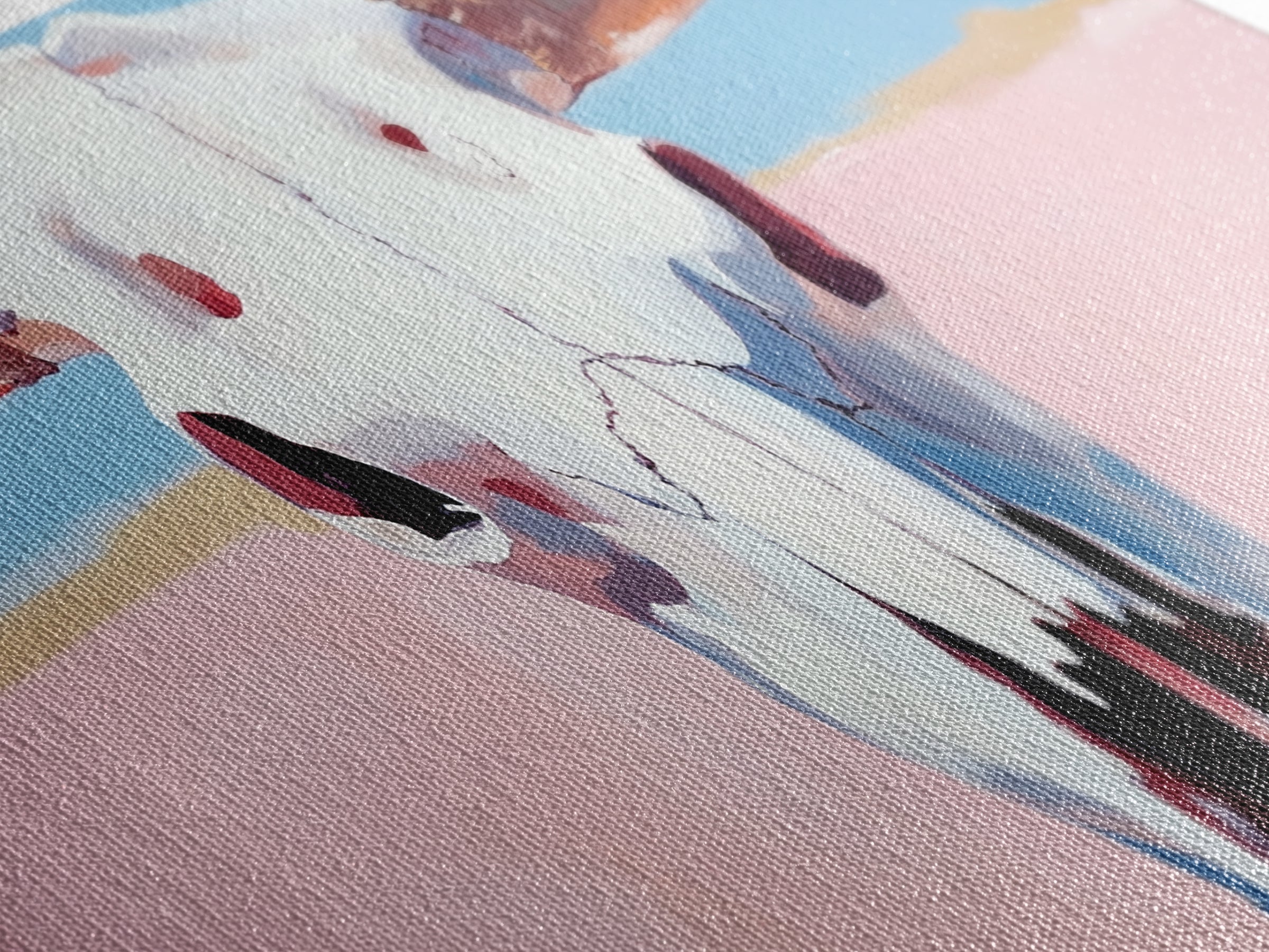 Bull Skull Painting, Southwest Wall Art, Pink and Blue Art, Rustic Western Decor, Framed Canvas Print, Extra Wide Art, Boho Art