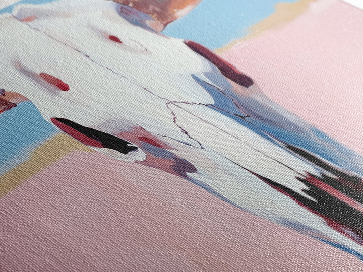 Bull Skull Painting, Southwest Wall Art, Pink and Blue Art, Rustic Western Decor, Framed Canvas Print, Extra Wide Art, Boho Art