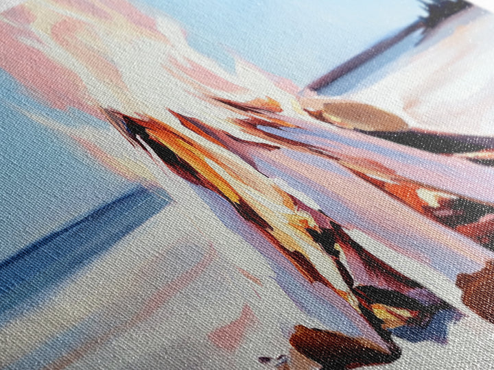 Campfire, moody art, coastal landscape art, framed canvas print, rustic decor, fire painting, extra wide art, landscape painting