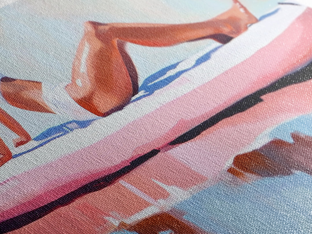 Coastal Woman, coastal wall art, beach painting, pastel art, nautical decor, surf wall art, canvas print